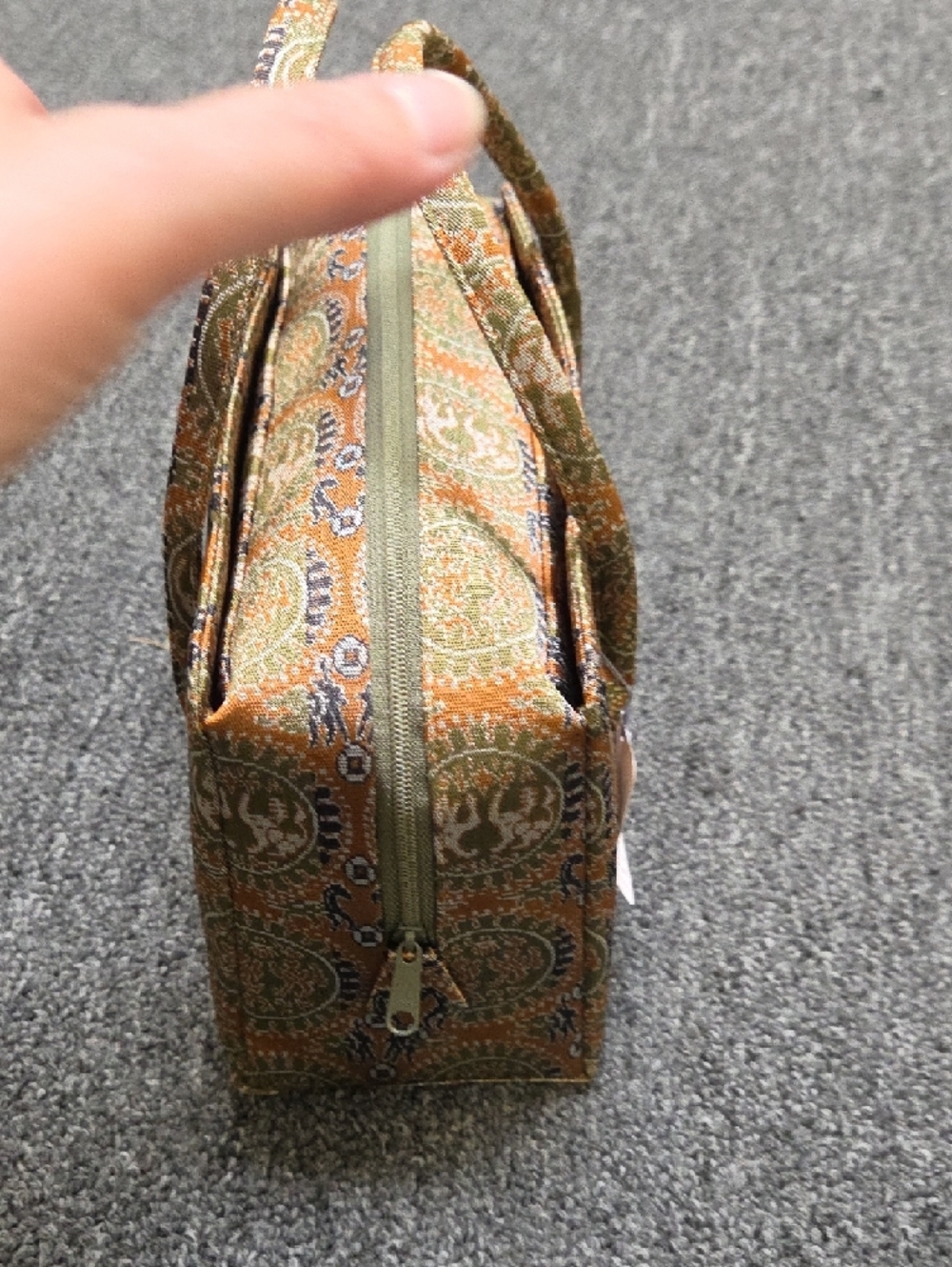Asian Olive and Rust Woven Tapestry Satchel - Picture 5 of 10